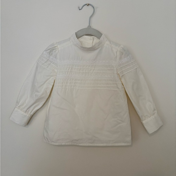 Janie and Jack Other - Janie and Jack Cream Pintuck & Lace Blouse